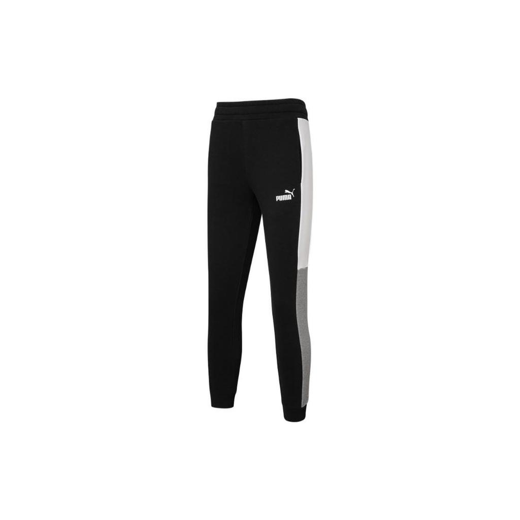 PUMA Logo Print Elastic Waist Joggers Men Bottoms Black 848652-01