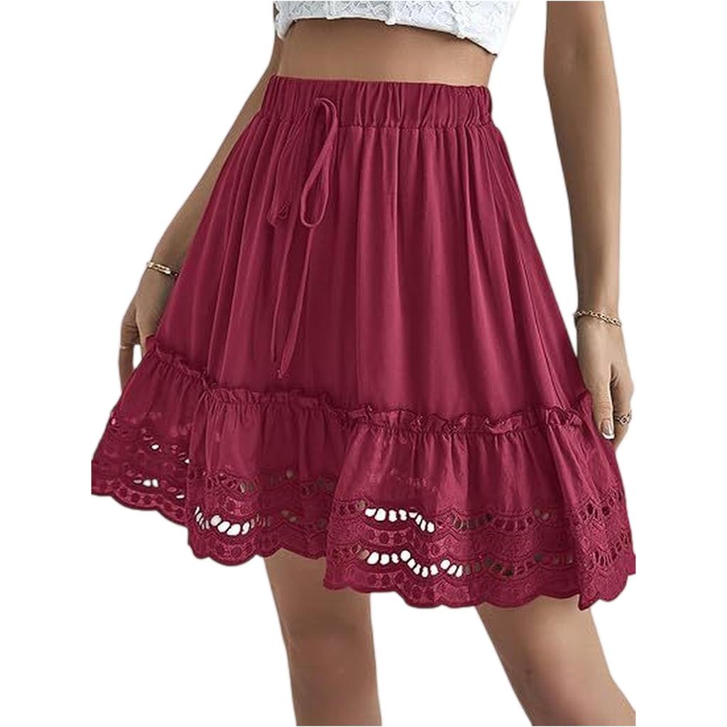 Women's Patchwork Lace Short Skirt, Girls' Summer Half-skirt