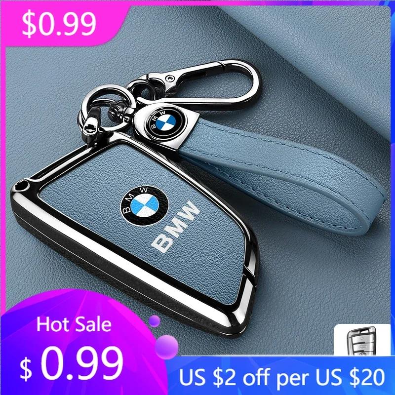 2025 M Zinc alloy Leather Car Remote Key Case Cover Shell Protector For BMW X1 X3 X4 X5 X6 F15 F16 G30 3 5 7 Series G11 F48 Ke