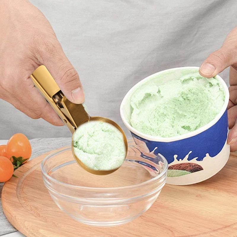 Stainless Steel Ice Cream Scoop With Trigger Ergonomic Food Dispenser Dualpurpose Gadgets For Commercial Kitchen Home Use