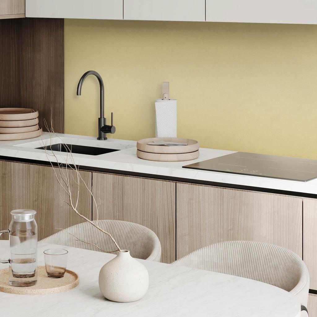 Set of Vinyl Tiles With Motif for Kitchen Living Room Pastel Yellow Color 6X60X30 Cm