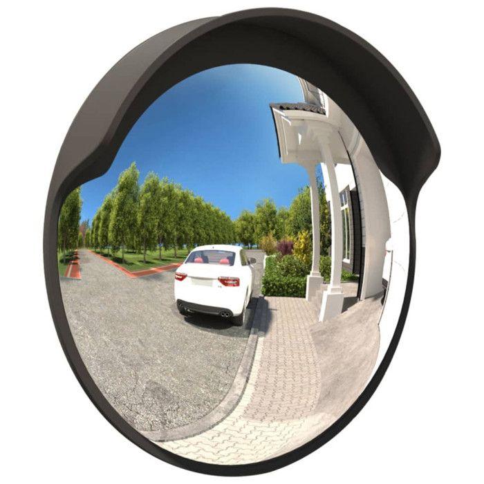 Miroir de traffic convexe d'extérieur Noir 45 cm Polycarbonate