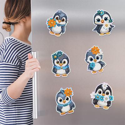 6Pcs Animals Diamond Art Fridge Magnet Diamond Painting Refrigerator Magnet Diamond Painting Fridge Magnet for Car Mailbox Decor