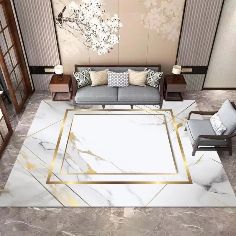 Nordic Luxury Black Gold Carpet Living Room Decor Non-slip Large Rug Bedroom Area Decoration Home Coffee Tables Floor Foot Mat