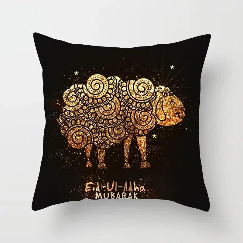 Ramadan Decorative Sheep Pillowcase Eid Mubarak Moon Mosque Cushion Cover Decorative Pillowcase Sofa Living Room Cushion