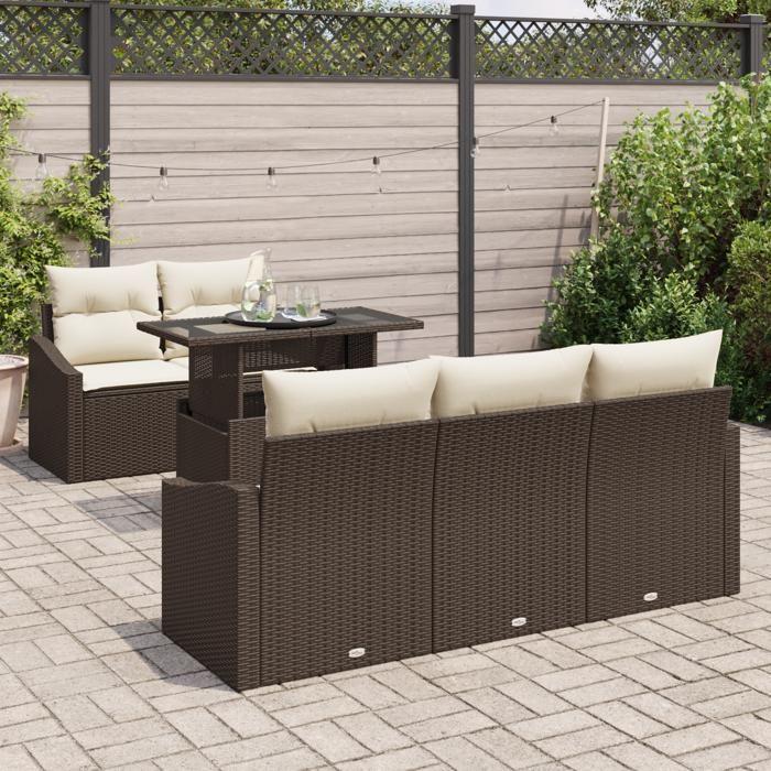 VidaXL Ensemble de 6 canapés de jardin avec coussins en Rattan marron poly 3348914