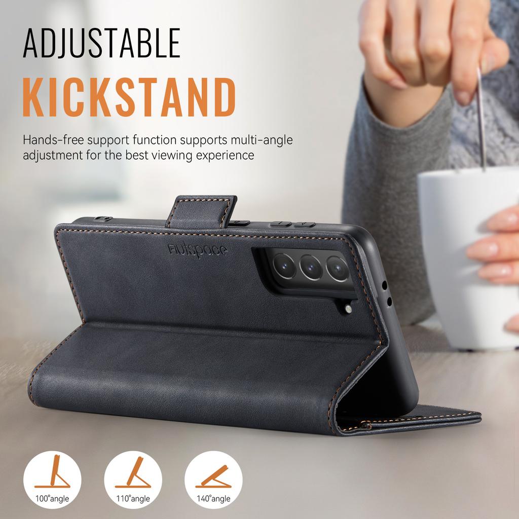 For Samsung Galaxy S21 Ultra 5G Case AUTSPACE A11 RFID Blocking Retro Leather Cell Phone Wallet Cover