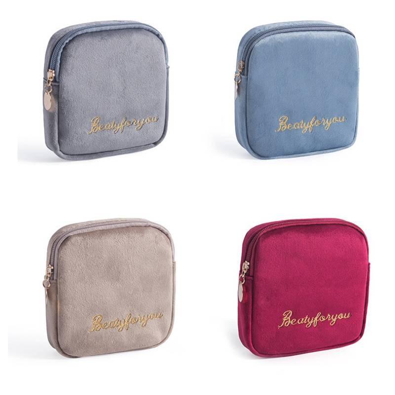 Letter Embroidery Menstrual Pad Storage Bag Portable Travel Handbag Case Makeup