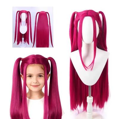 Kpop Demon Hunters Kids Girl Role-Playing Wig Mira Rumi Zoey Purple Black Red Long Hair Party Role-Playing Prop - Kids Version