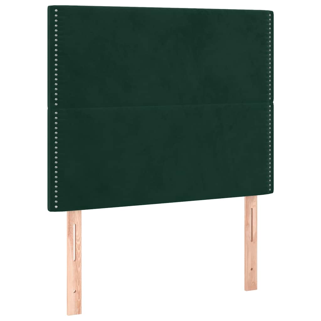 Box Spring Bed with Mattress & LED Lighting Dark Green 90 X 190 Cm Velvet