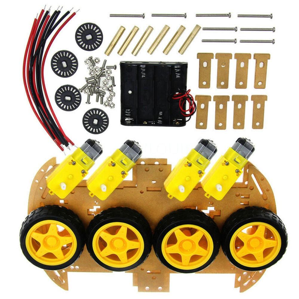 

DIY 4WD Robot Car Chassis Kit with Tachometer Encoders Simple Installation