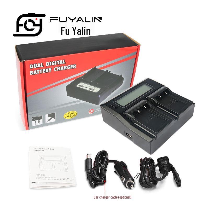Dual Charger for NP-W126 Battery - Compatible with Fujifilm XT3, X100V, XT200, XT30, XA7 W126 LCD Dual Charger