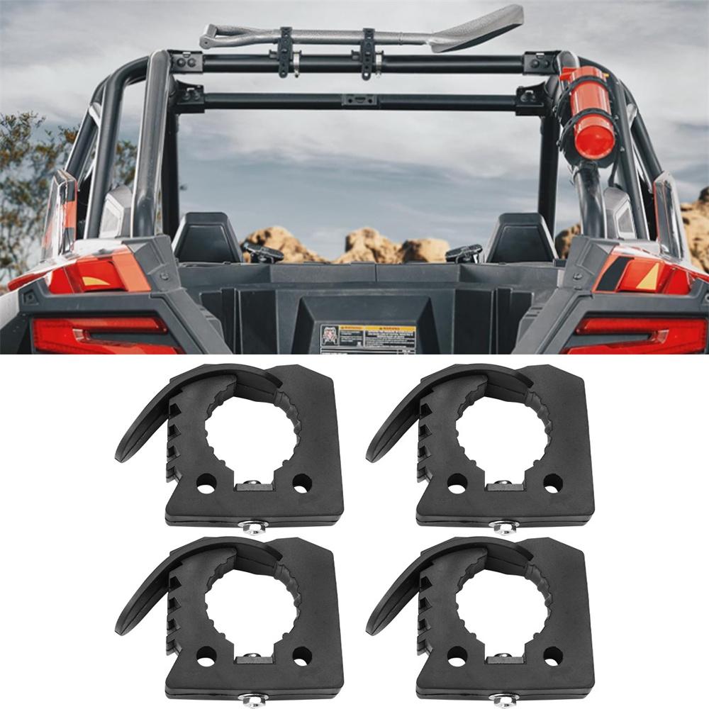 4Pcs For 1-1/3" to 1-3/5" Shovel Mount for Roof Rack Metal Rubber Clamp Mounting
