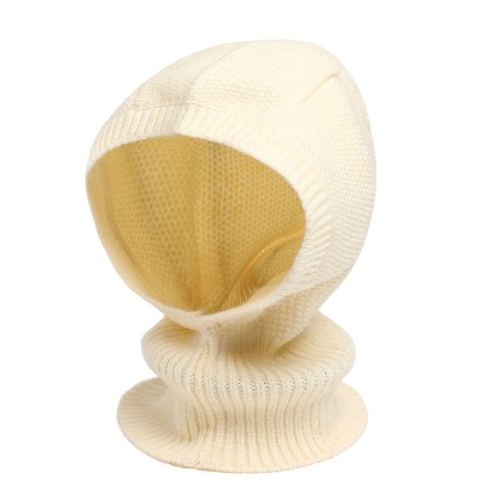 Solid Color Knitted Hooded Cap Woolen Neck Collar Beanies Cap Fashion Balaclava Hat  Outdoor