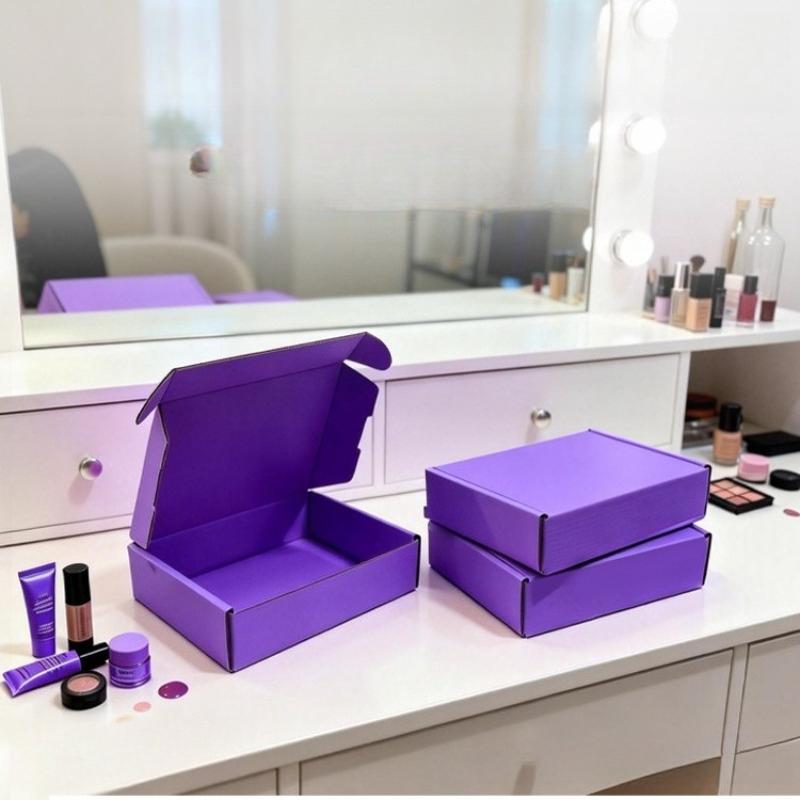 Purple Thick Multi-functional Folding Box Handicraft Makeup and Skincare Fragile Packaging Boxes Anti Drop Wrapping Case for Express Transportation