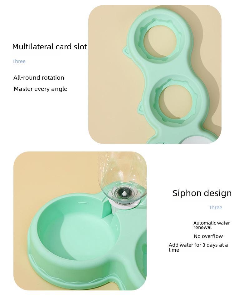 Dreifach-Napfset für Katzen und Hunde: Auslaufsicherer Doppelnapf mit automatischer Wasserzufuhr