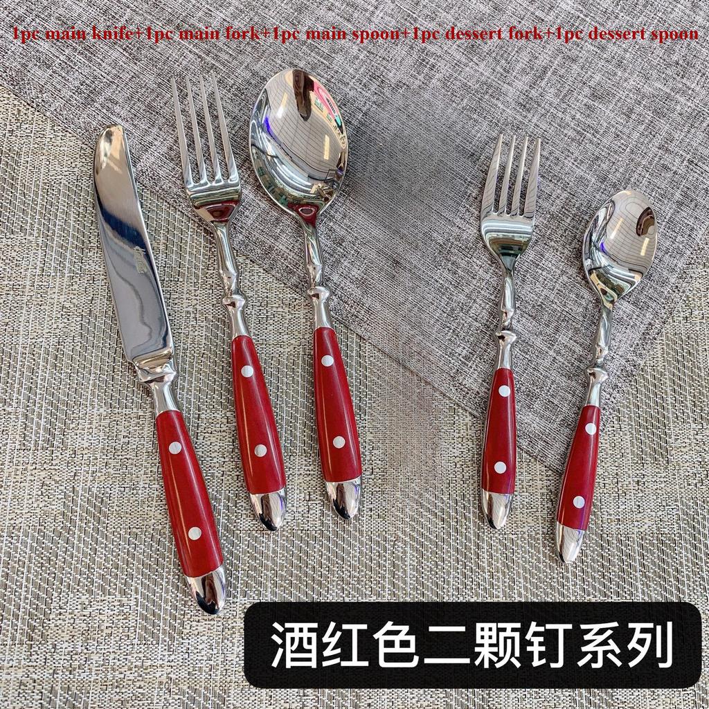 Set di Coltello, Forchetta e Cucchiaio per Tavola Occidentale in Acciaio Inossidabile 304 set da cena stoviglie set di posate 1 pezzo / set da 5 pezzi