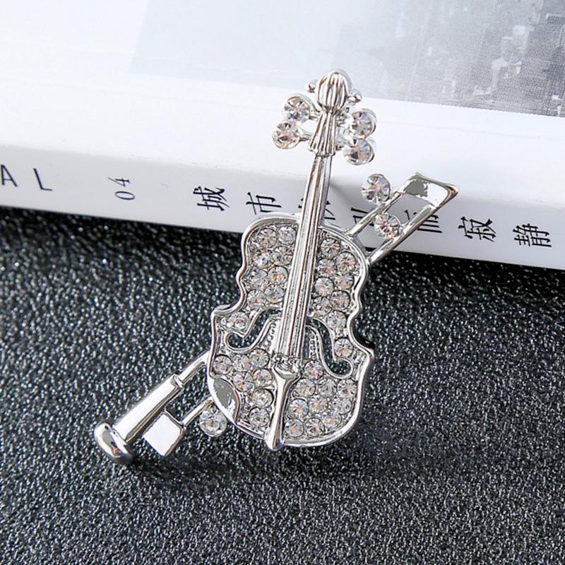 

Национальная универсальная брошь в виде скрипки, женственная, инкрустированная бриллиантами, корсажная брошь премиум-класса с аксессуарами серебряный