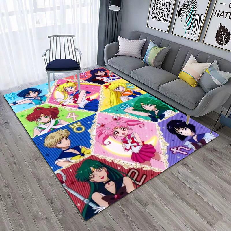 Cute cartoon theme Sailor Moon Tsukino Usagi cartoon rug Multifunctional household anti-slip decorative door mat, outdoor floor mat, and carpet Y14