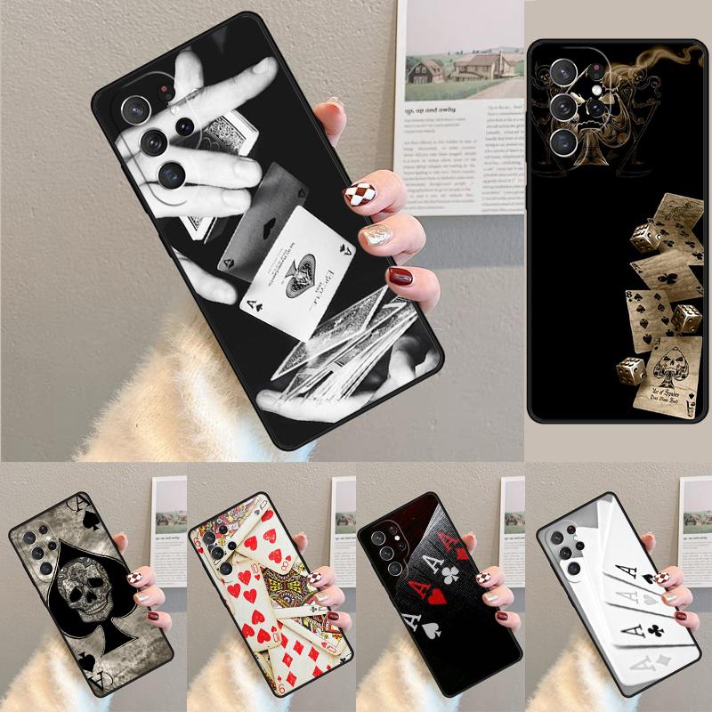 playing card Retro Poker Phone Case For Samsung Galaxy note 10 pro S26 S25 S24 S23 S22 Ultra Plus S21 FE S20 Shockproof Cover