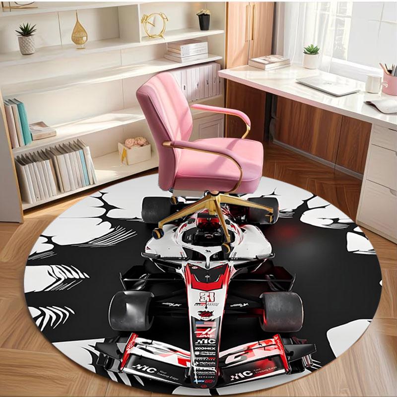Haas F1 Racing Team Print Round Rug, Washable Floor Carpet, For Entryway Dorm Laundry Room Office Study, Home Decor Birthday Christmas Gift