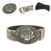 Ethnic Metal Buckle Embossed Belt Engraved Belt PU Leather Adult Cowboy Belt