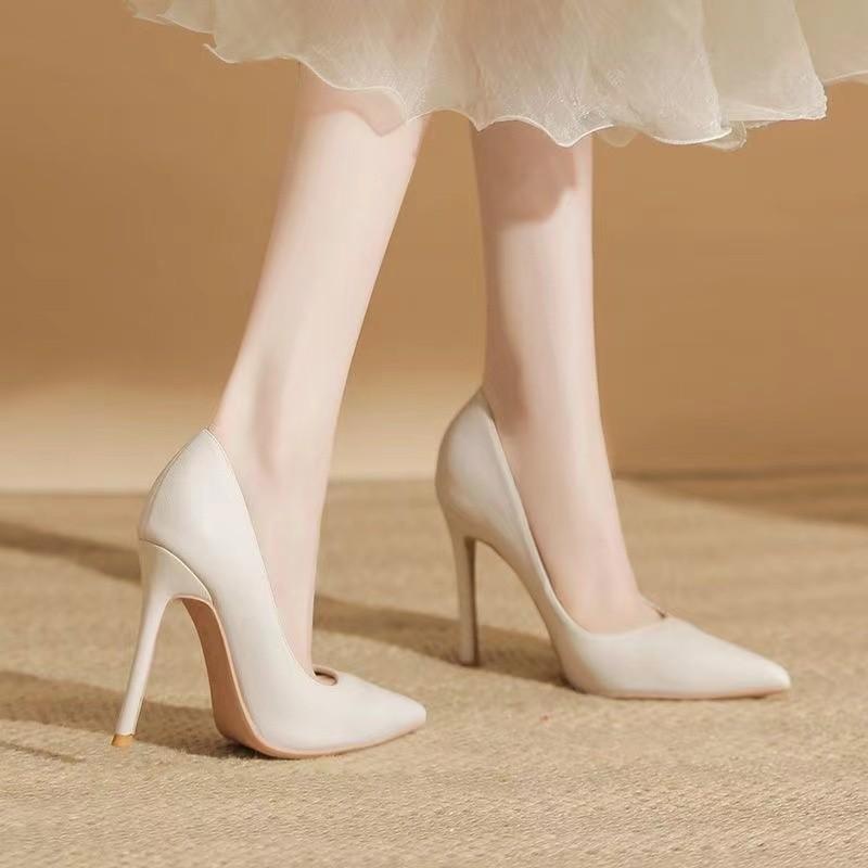 Pointed Single Shoes Women's New Thin Heels Shallow Mouth French Pointed Professional Temperament Fashion High Heels