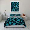 Blue and Black Abstract Mesh Pattern Bedding Set for Kids Luxury Gift 3pcs Digital Print Comforter Set Soft Comfortable