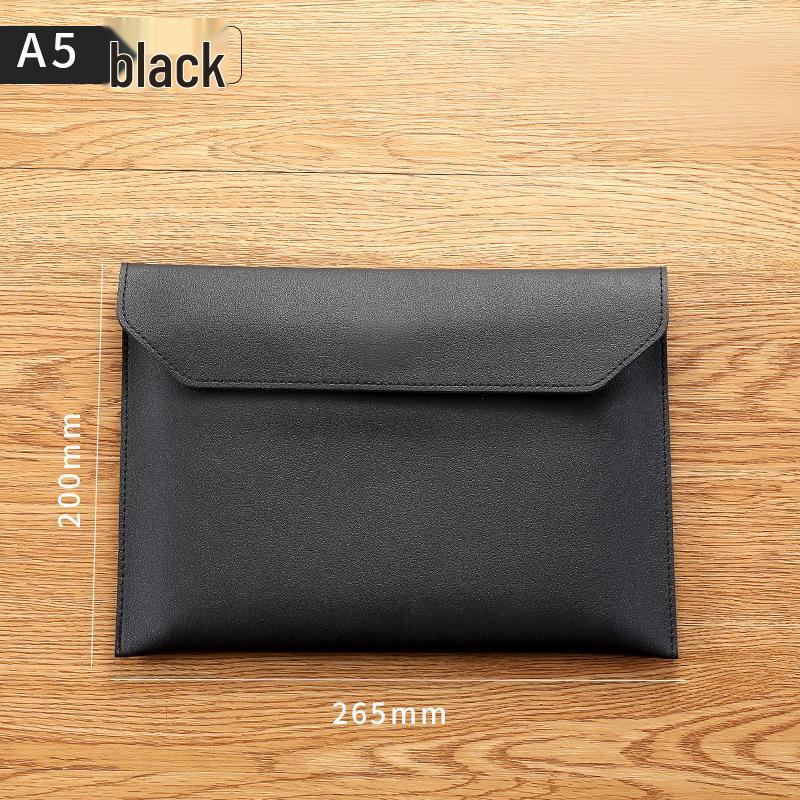 A4 Leather Korean Style Large Capacity Magnetic Snap File Folder