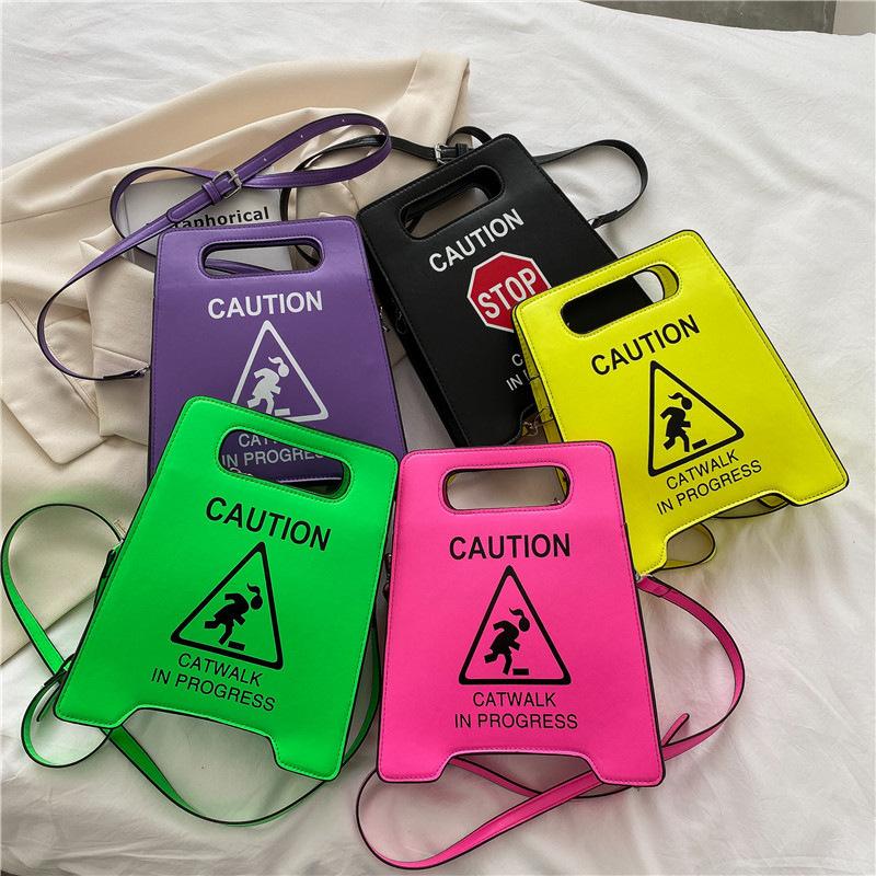 2025 Fashion Creative Spoof Personalized Parking Sign Forbidden Driving Fashion Hip Hop Messenger Bag Woman