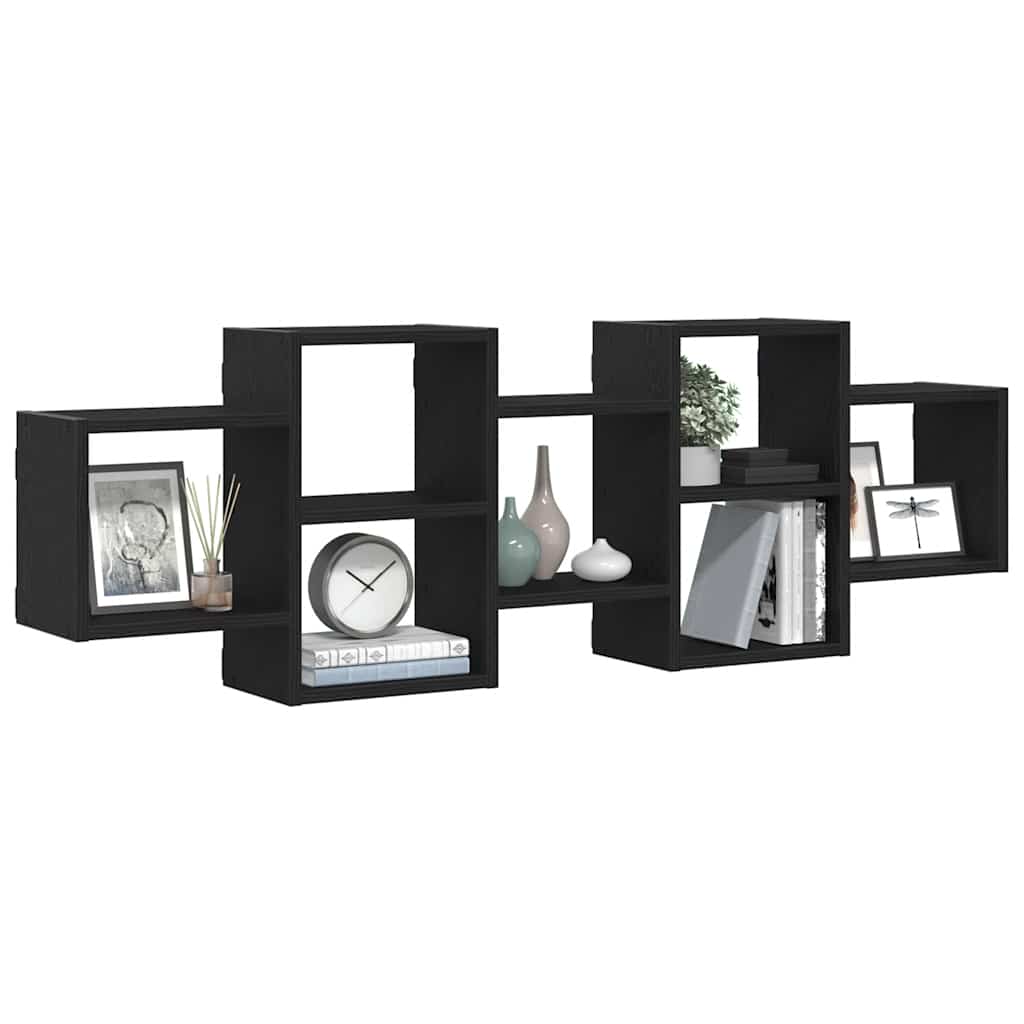 Wall Shelf Black Oak Effect 129 x 18 x 42 cm Wood Based Material
