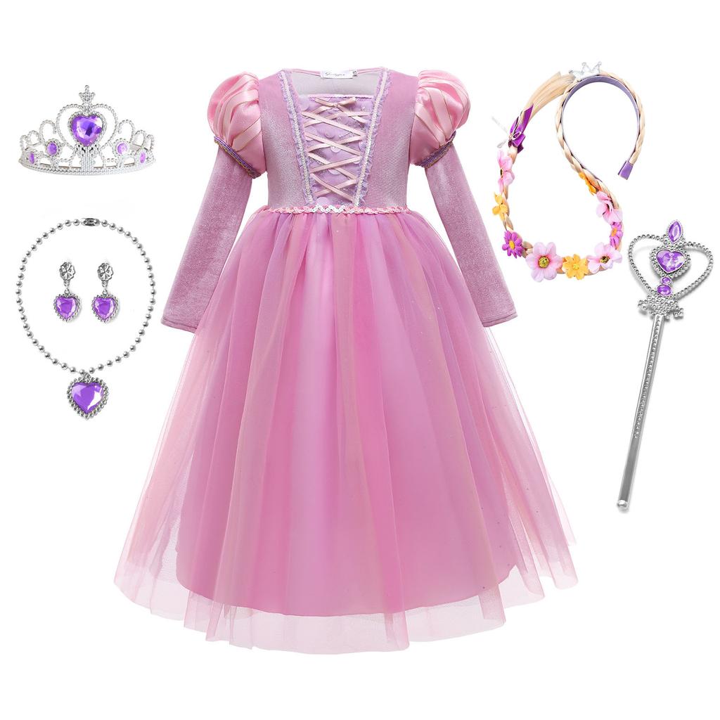 Little Girls Purple Princess Rapunzel Birthday Party Cosplay Halloween Easter Carvinal Fancy Dress Girls Holiday Party Dress-Up
