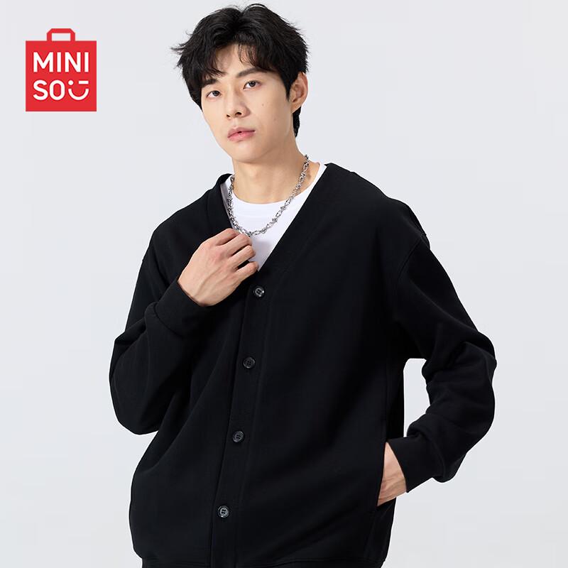 MINISO Men's Casual V-Neck Cardigan Sweatshirt