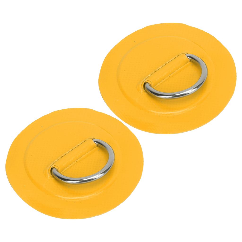 2 Pcs Inflatable Boat DRing Pad Patch PVC Durable Marine Stainless Steel Fixed Buckle(Yellow )