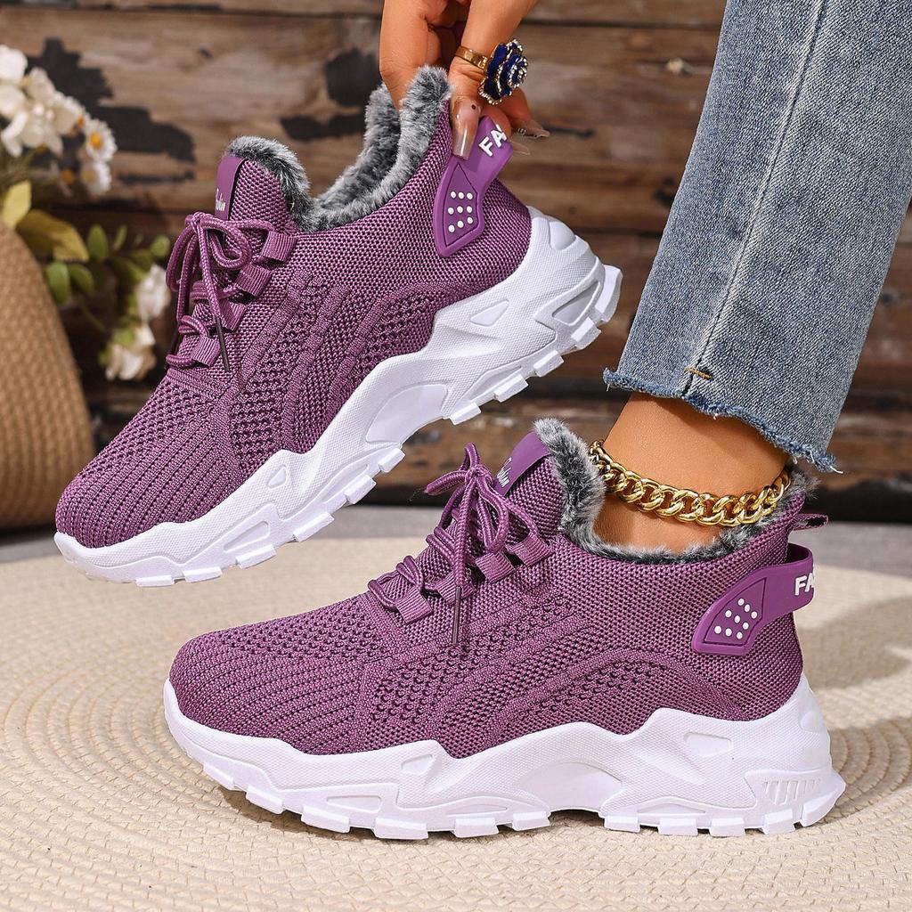 New Plus Velvet Thicken Women's Sports Shoes Fashion Casual Warm Shoes Anti-slip and Shock-absorbing Winter Running Shoes