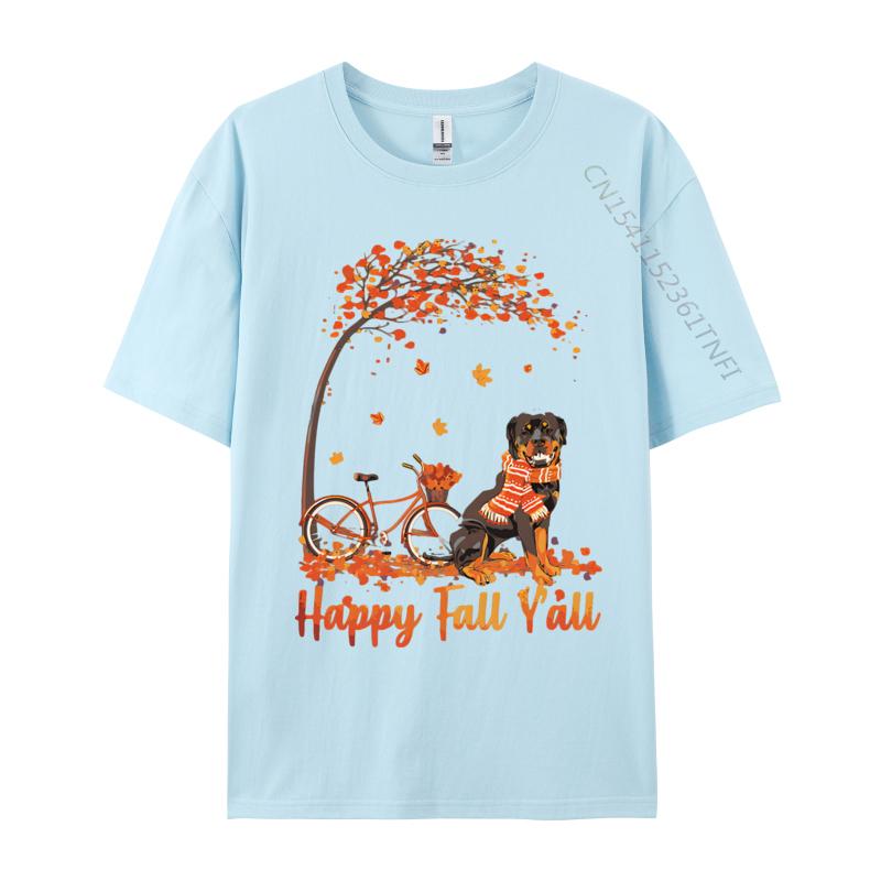 Rottweiler Dog Autumn Fall Pumpkin T-shirts Printed Regular T-shirt New Design Tee Tops Plain T Shirts Wholesale