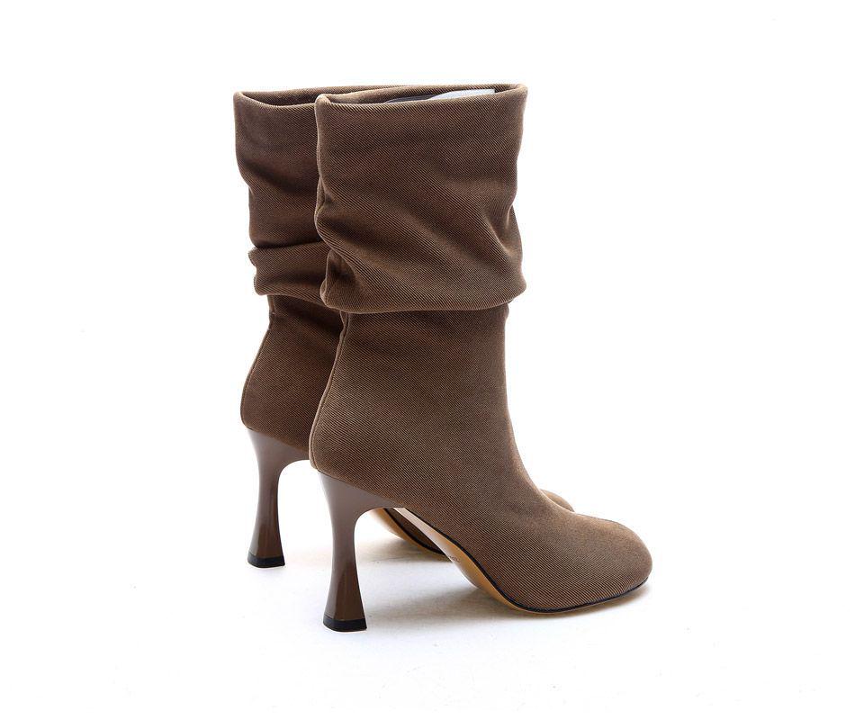Women's European & American Style Stiletto Heel Ankle Boots - Round Toe Mid-Calf Fashion for Autumn/Winter 2025