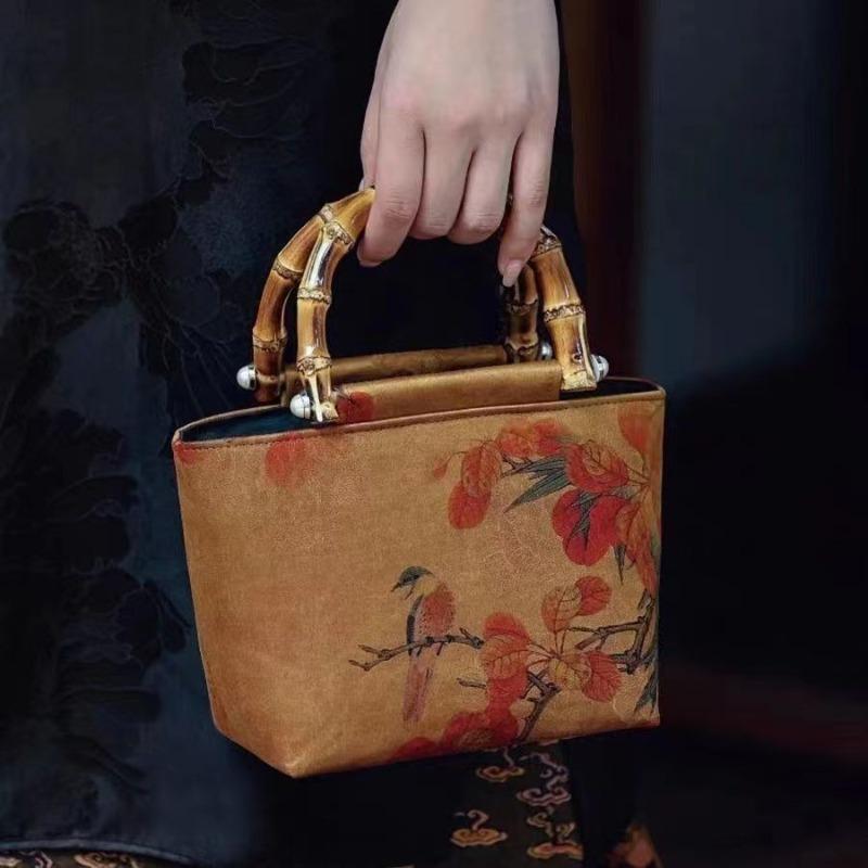 

Original design fragrant cloud yarn bamboo cheongsam handbag new Chinese style retro Hanfu bamboo handle handbag female IN