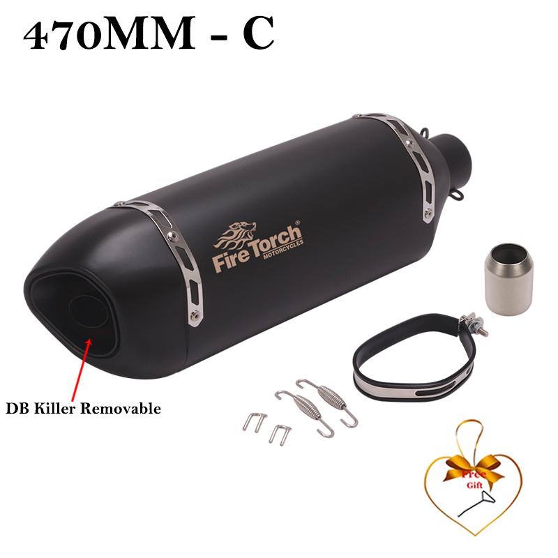 470MM 570MM Universal Motorcycle Exhaust Pipe DB Killer Muffler For Honda PCX125 150 Z900 R6 TMX530 CB500 R1 Tenere700 XTZ700