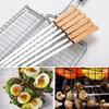 8PCS Barbecue Skewers Stainless Steel BBQ Roasting Sticks with Wood Handle for Camping Grill