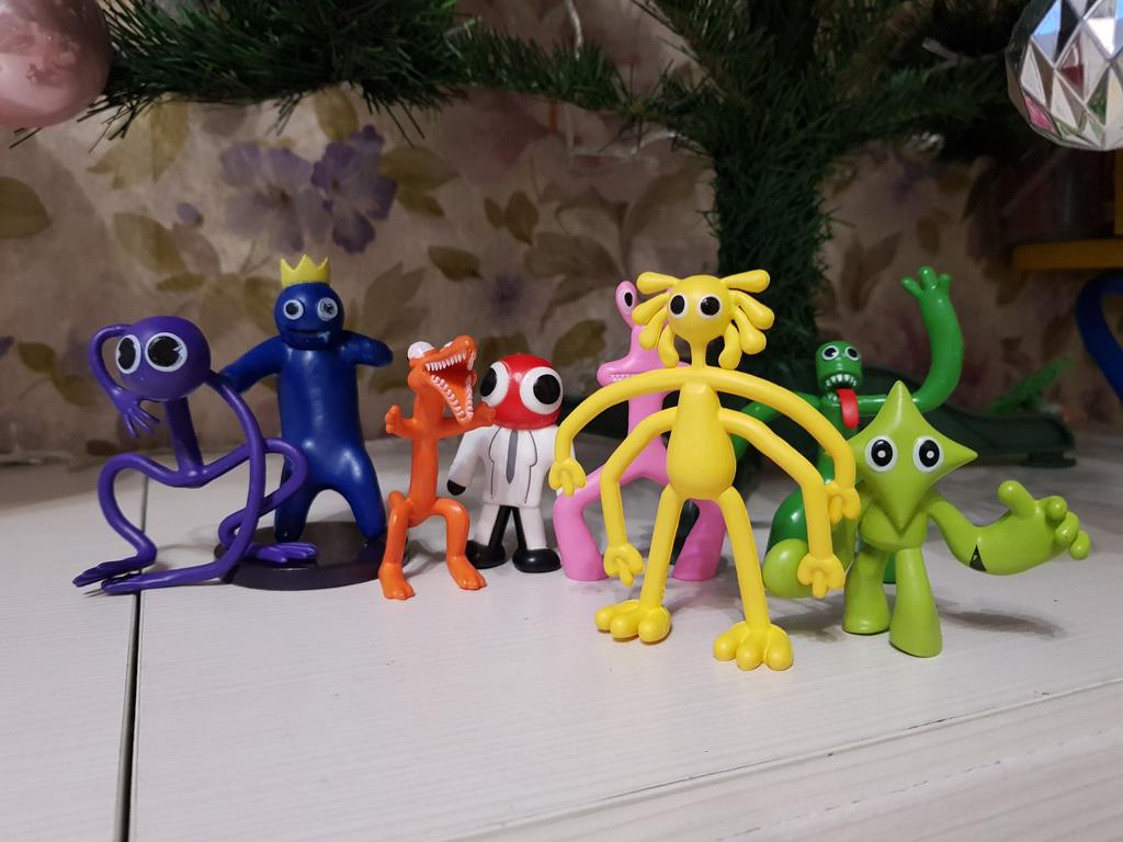 Rainbow Friends Anime Figuur Set Roze Blauw Monster Model Cartoon Karakter Beeldje Taart Decoratie Ornamenten Speelgoed voor Kinderen