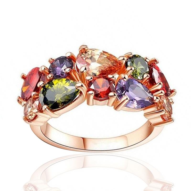 Colorful Zircon New Ring, Mona Lisa Temperament Colored Diamond Jewelry Ring, Japanese and Korean Colored Ring.