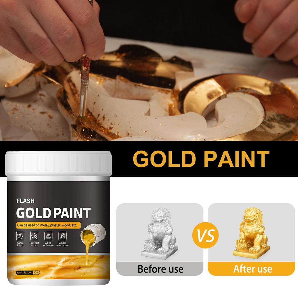 Liquid Gilding Gold Paint 300g Liquid Gold Foil Paint Quick Drying Metal Plaster and Wood Painting Easy to Apply Art Supplies