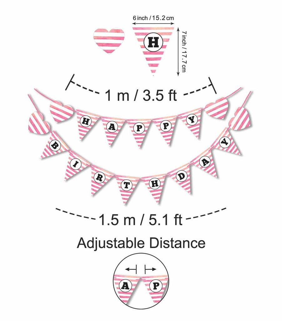 Inkdotpot Birthday Party Decorations Happy Birthday Party Garland Baby Girls Polka Dot Pennant Banner