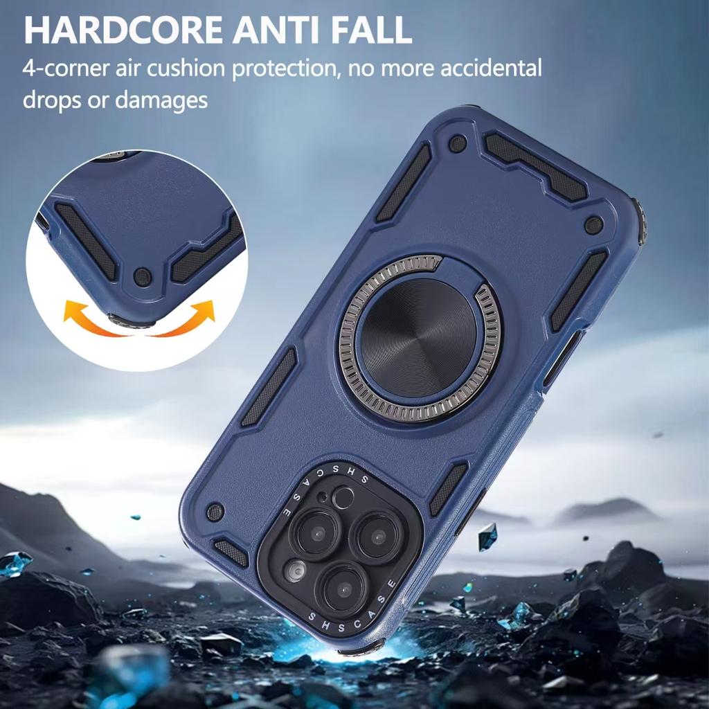For iPhone 16 Pro Case Ring Kickstand PC + TPU Shockproof Phone Back Cover