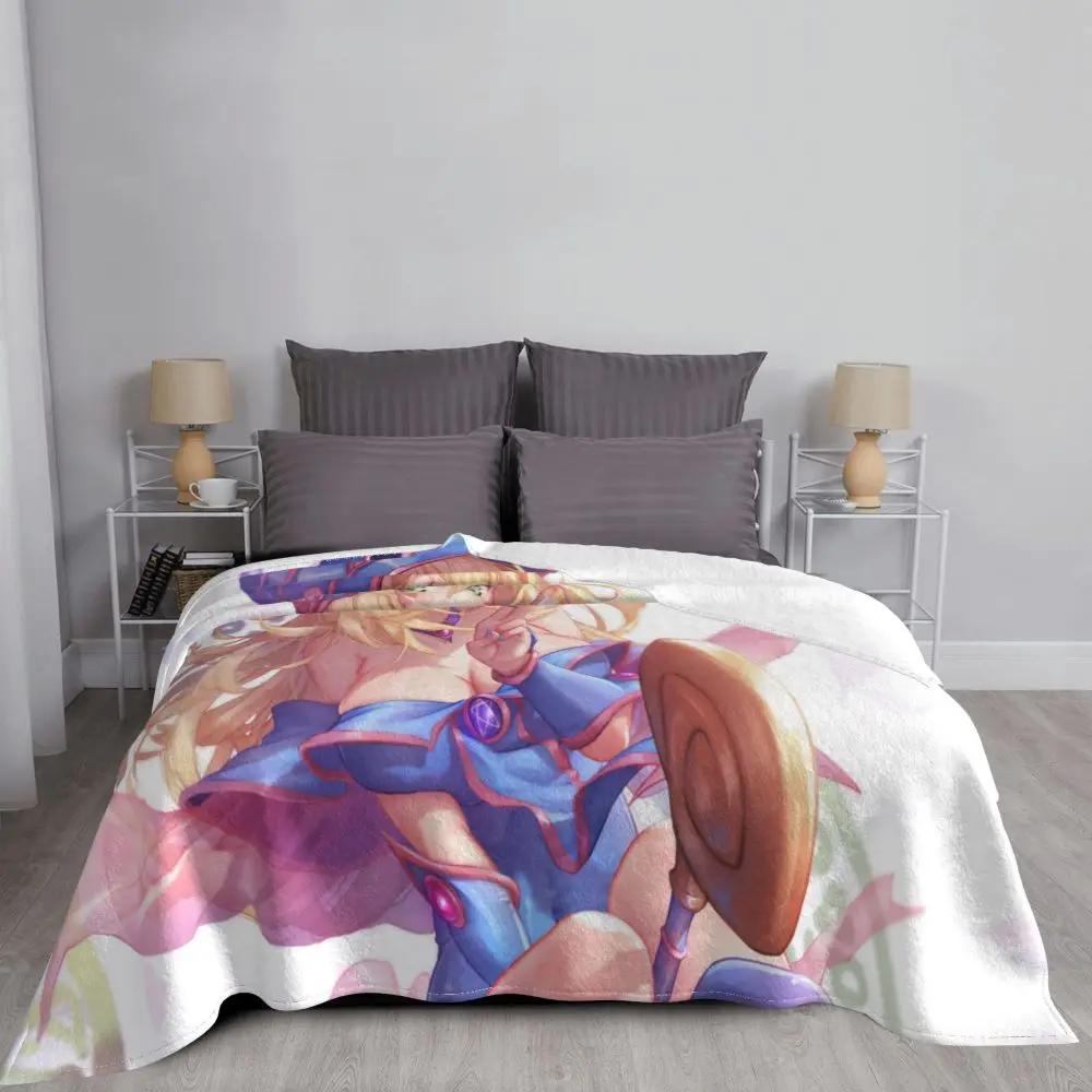 Dark Magician Blanket Cover Coral Fleece Plush Yu-Gi-Oh Anime Lightweight Thin Throw Blankets for Car Sofa Couch Bedroom Quilt