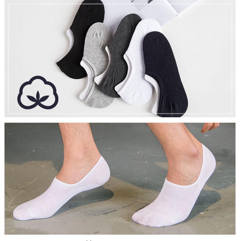 Men's Low-Cut Cotton Boat Socks - Invisible, Odor-Resistant, Sweat-Absorbent, Solid Black & White Sports Socks.