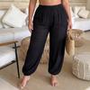 New Large-size Women's Beach Pants, Casual and Loose-fitting Wide-leg Culottes, Summer Lightweight and Breathable Pants