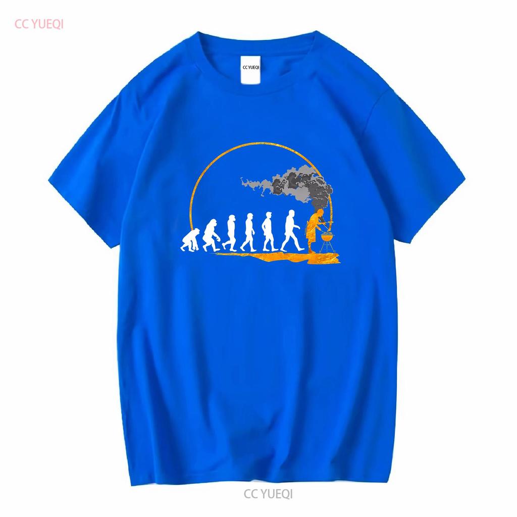NEW LIMITED Mens Grilling Evolution Of The Grill Smoker T Shirt S 3XL vintage Washed graphic Casual fashion Unisex Comfortable