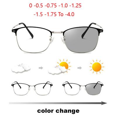Sun Photochromic Lens Square Nearsighted Glasses Anti Blue Light Computer Prescription Eyeglasses Diopter 0 To 4 0